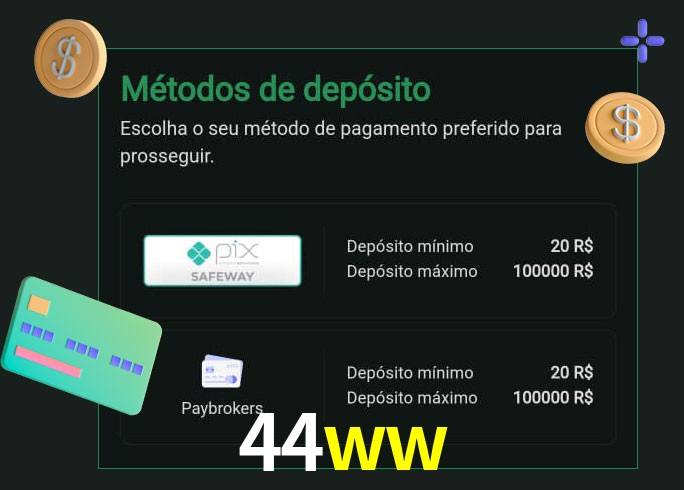 O cassino 44ww oferece uma grande variedade de métodos de pagamento